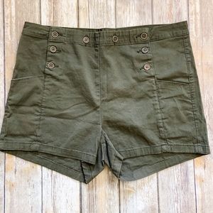 Modcloth 2X Army Green High Waist Sailor Shorts